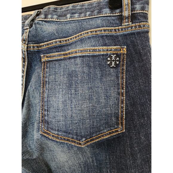 Tory Burch Cropped Embroidered Cuff Straight Leg Jeans Women’s Size 30 - Picture 8 of 12
